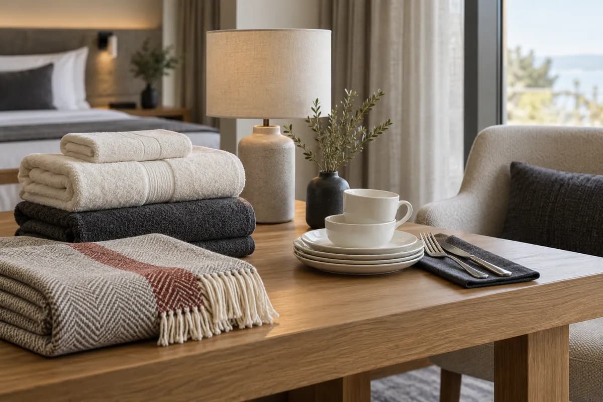 Textiles, menaje y mobiliario para espacios de alojamiento